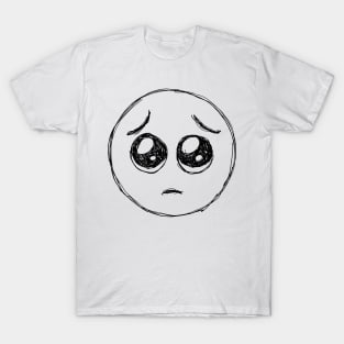 Dark and Gritty Pleading Face Emoji with BIG CUTE EYES T-Shirt